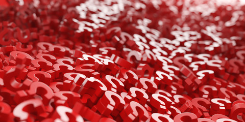 Infinite red question marks background. 3d rendering