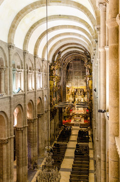 Santiago de Compostela Cathedral. Interior view from tribune