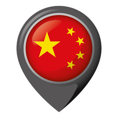 Icon representing location pin with the flag of China. Ideal for catalogs of institutional materials and geography