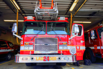 Fire truck ready to respond to emergency
