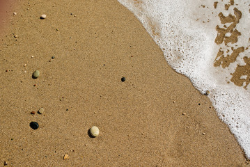 sand and foam from the waves