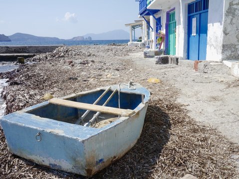 Old Boat With Oars at Klima Fishing Village, Milos Island, Greece