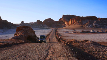 Valle de la Luna sunset tour with Amphitheatre formation, Moon Valley, west of San Pedro, Atacama desert, Chile