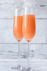Two glasses of bellini cocktail