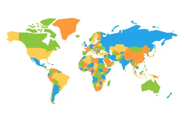 Vereinfachte bunte Vektorkarte der Welt. © pyty