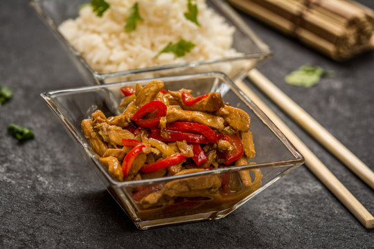Chicken with vegetable and rice