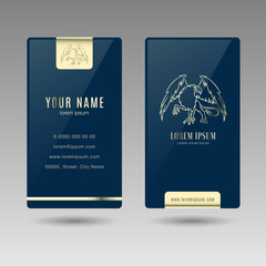  Luxury vertical business card with griffin and gold elements