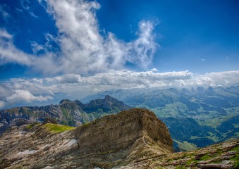 Naklejka premium Landscape of the Alpstein and the Saentis which are a subgroup of the Appenzell Alps in Switzerland
