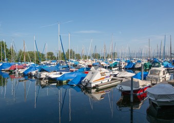 Fototapeta na wymiar Marina in Romanshorn in Switzerland at the Lake Constance
