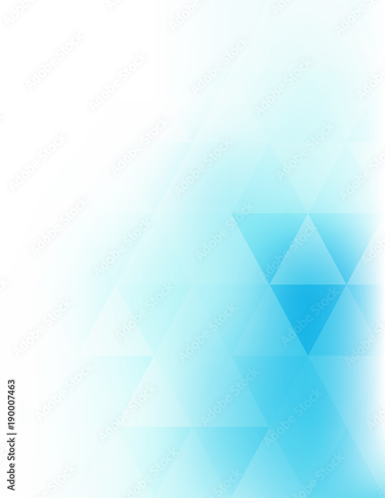 Poster Abstract soft vertical background with bright blue triangles on a white. Vector graphic pattern