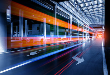 abstract image of blur motion of cars on the city road 