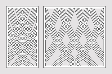 Template for cutting. Lines art pattern. Laser cut. Set ratio 1:2, 1:1. Vector illustration.