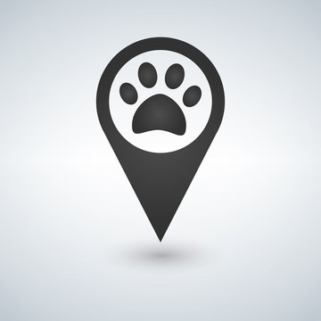 Map Pointer paw print icon.