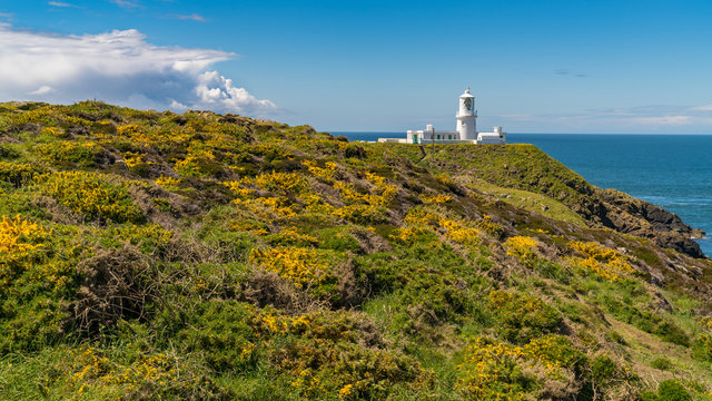 Strumble Head Lighthouse near Goodwick in Pembrokeshire, Dyfed, Wales, UK