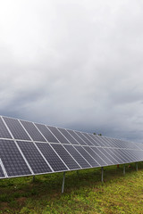 Solar Power Station on the autumn Meadow 