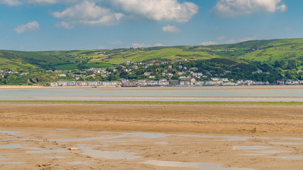 View from Ynyslas Beach, looking towards Aberdovey, Ceredigion, Dyfed, Wales, UK