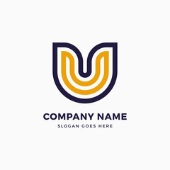 United U Letter Logo Design Template