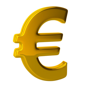3D illustration gold euro logo modern symbol