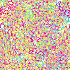 Seamless vector pattern. Simple Abstract design. Geometric shape: drops in bright festive colors. Blue, pink, purple, green.