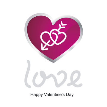 Love two hearts arrow in heart brand logo
