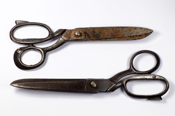 Old, huge tailoring scissors for cutting fabrics
