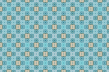 Arabesque islamic blue seamless pattern. Illustration for your arabic horizontal background design