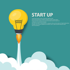 Light bulb start up , Start up Business,Business idea concept - vector illustration - obrazy, fototapety, plakaty