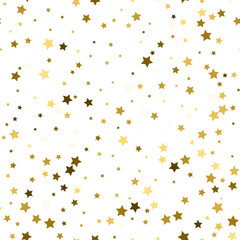 Obraz na płótnie Canvas Abstract white modern seamless pattern with gold stars. Vector illustration.Shiny background. Texture of gold foil.