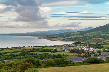 Fototapeta na wymiar Welsh landscape on the Llyn Peninsula - view over Trefor, Gwynedd, Wales, UK