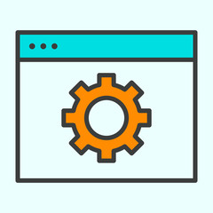 Computer Settings Line Icon. Gear Vector Simple Minimal 96x96 Pictogram