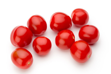 Plum tomatoes isolated on white background. Top view