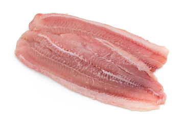 Fillet of Fish Pangasius. Isolated on white background.