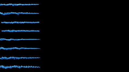 A many smoke meteors or asteroids, blue trails of smoke, with alpha mask