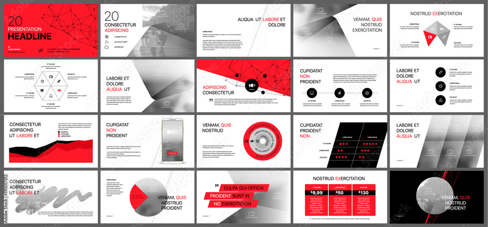 Sticker red presentation templates elements on a white background. vector infographics. use in presentation,