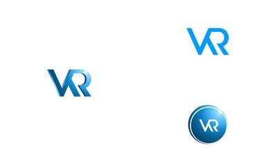 Set Collection VR monogram Logo Virtual Reality technology Lettering composition vector design template.