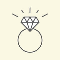 diamond bridal ring line flat icon on yellow background