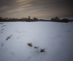 Winter landscape photographed with long exposure