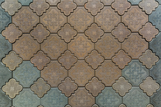 detailed closeup view of stylish natural stone interlocking surface background 