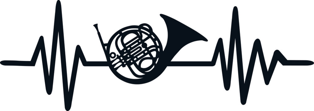 Bugle heartbeat line with instrument