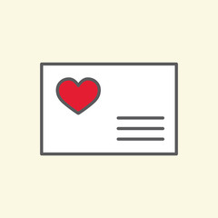 envelope with heart. romantic letter. valentine day card line fl