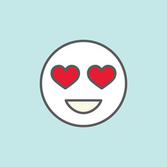 enamored emoji color line flat icon on blue background