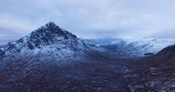 aerial timelapse footage of glen coe in the highlands of scotland featuring buchaille etive mor