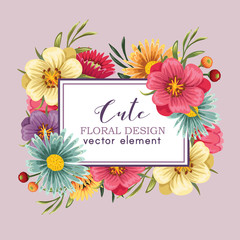 cute floral romantic vector element