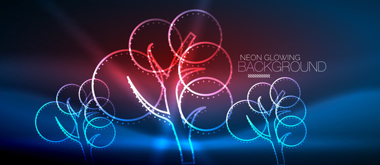 Vector neon glowing tree background