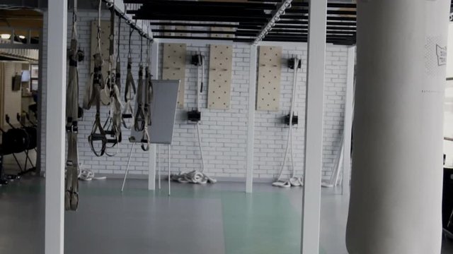 In the empty gym there is professional equipment for cross-fit. For strength training in the gym, ropes, boxing bags, TRX belts and other special equipment for athletes are installed.