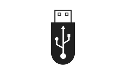 USB icon graphic on a flash drive used for information transfer and storage
