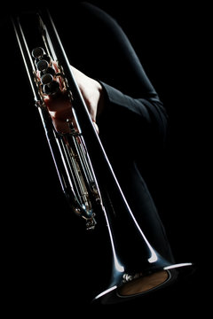 Trumpet player. Trumpeter music playing jazz instrument