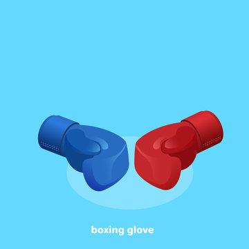 red and blue boxing glove, isometric image