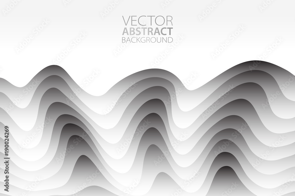 Poster vector abstract background. layered effect backdrop. minimalistic texture with wavy motif. banner, f