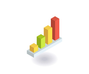 Growth chart icon. Vector illustration in flat isometric 3D style.